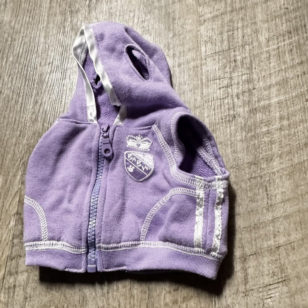Build-A-Bear Workshop Purple White Hoodie Sleeveless Crown